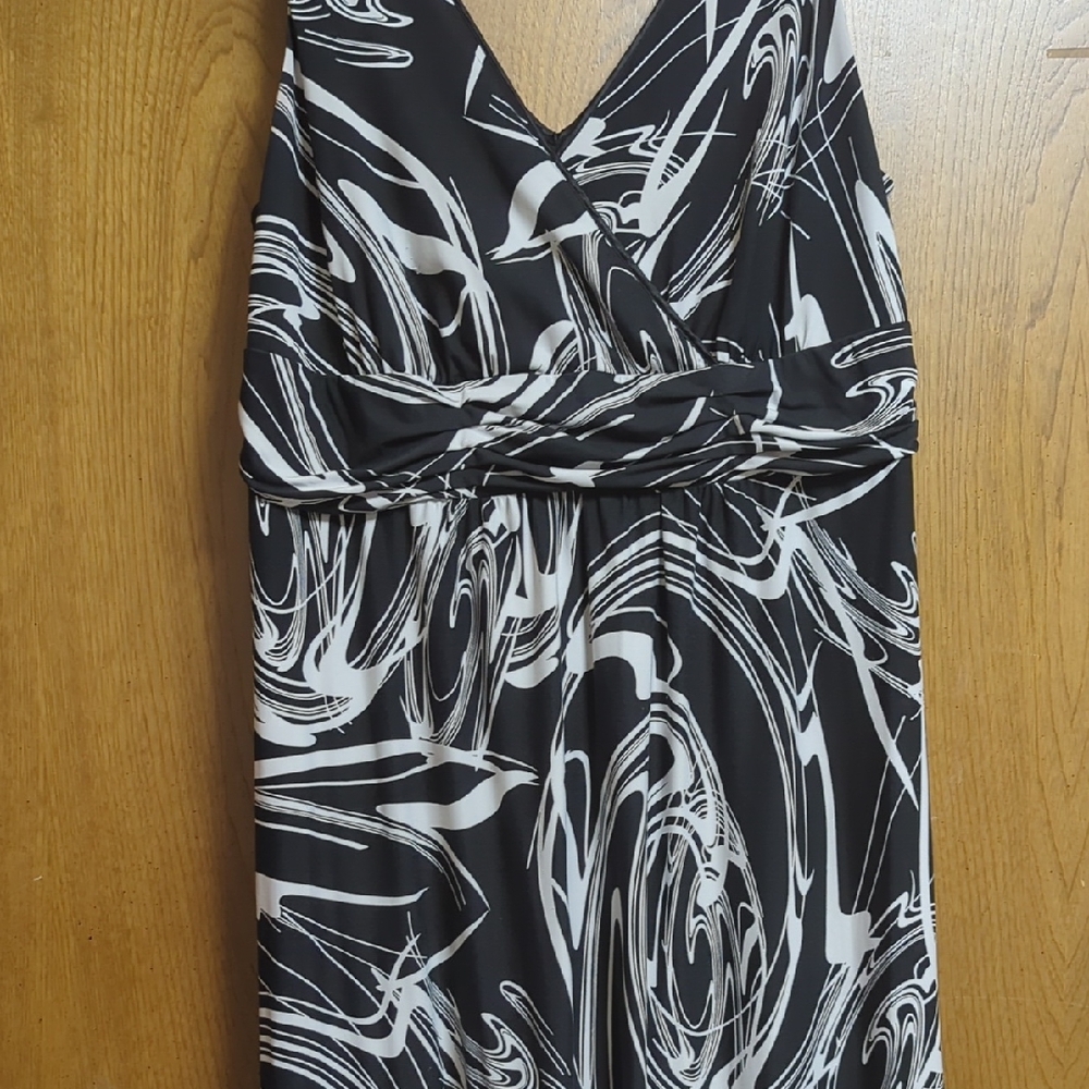 Lane Bryant Black and White Abstract Maxi Dress